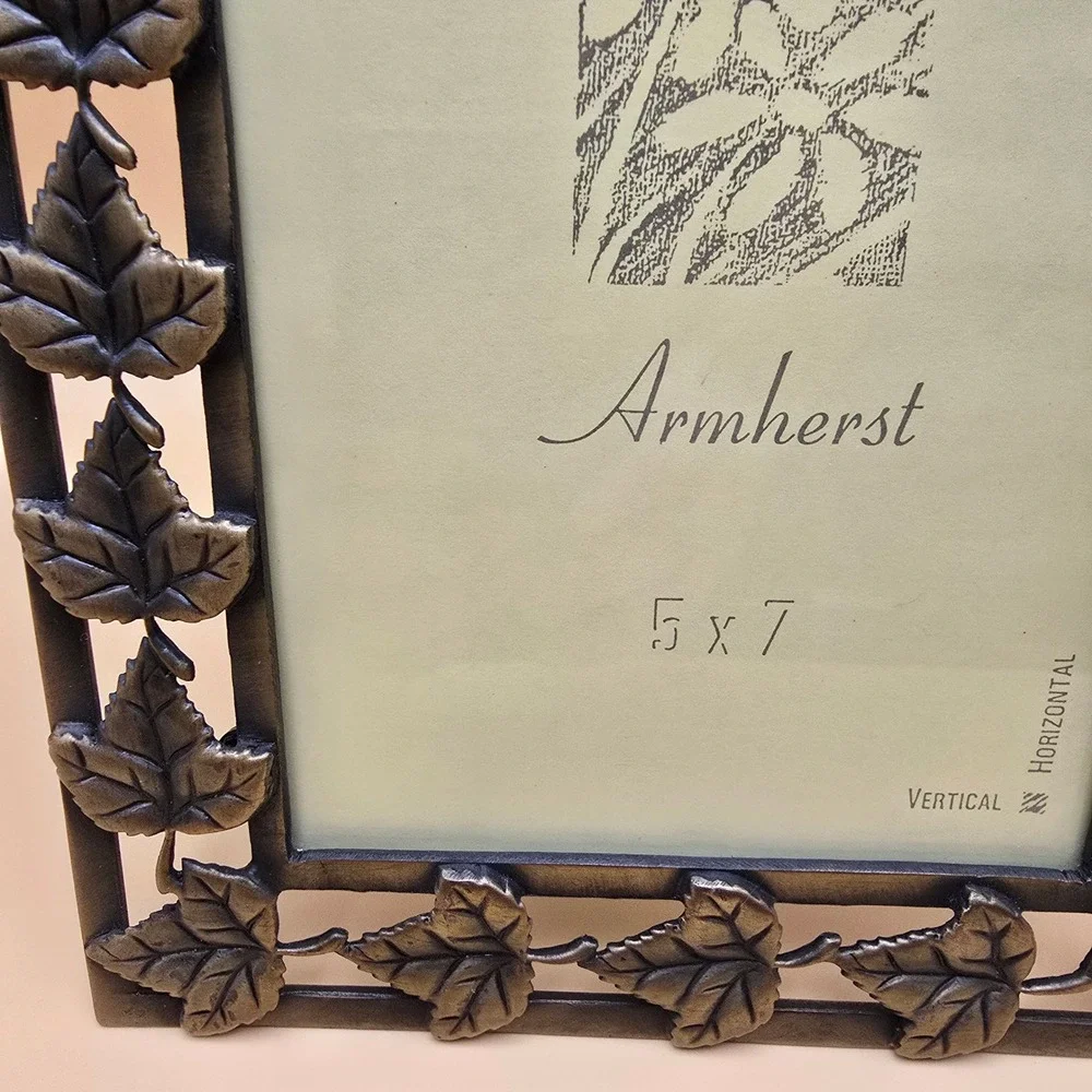 Armherst 5x7 Metal Leaf Photo Frame Antiqued Bronze Maple Leaves Vertical Horiz